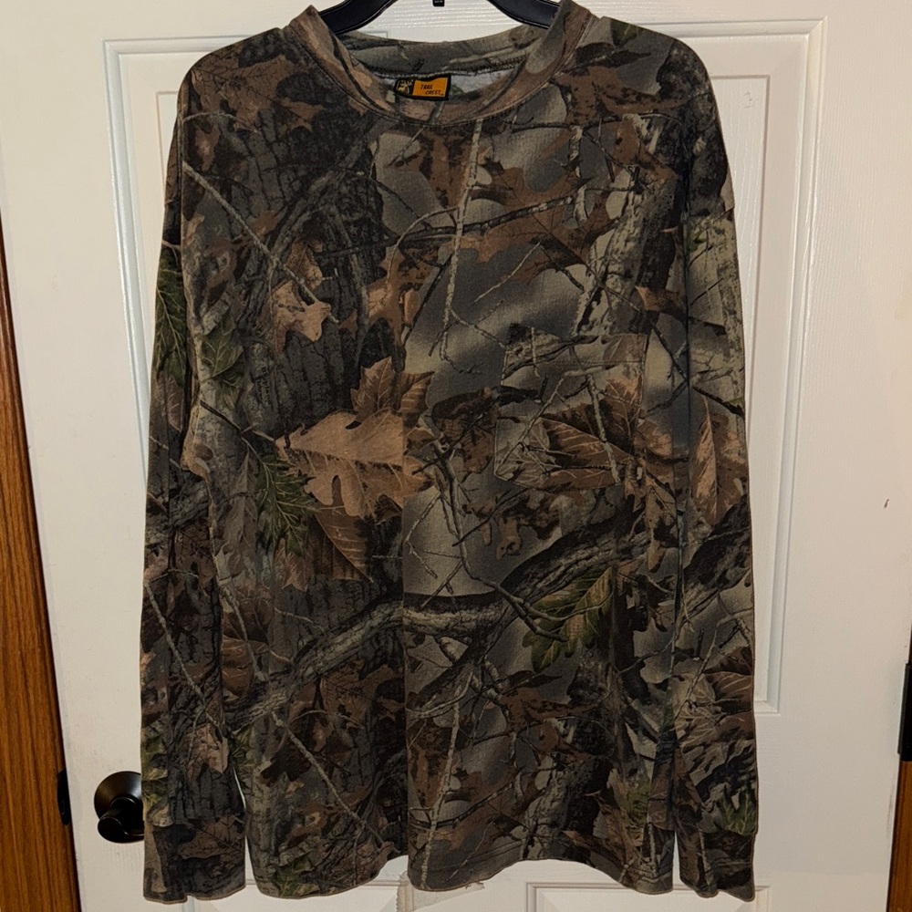 Woodland Camo Long Sleeve Shirt by trail crest size 2XL 100% cotton